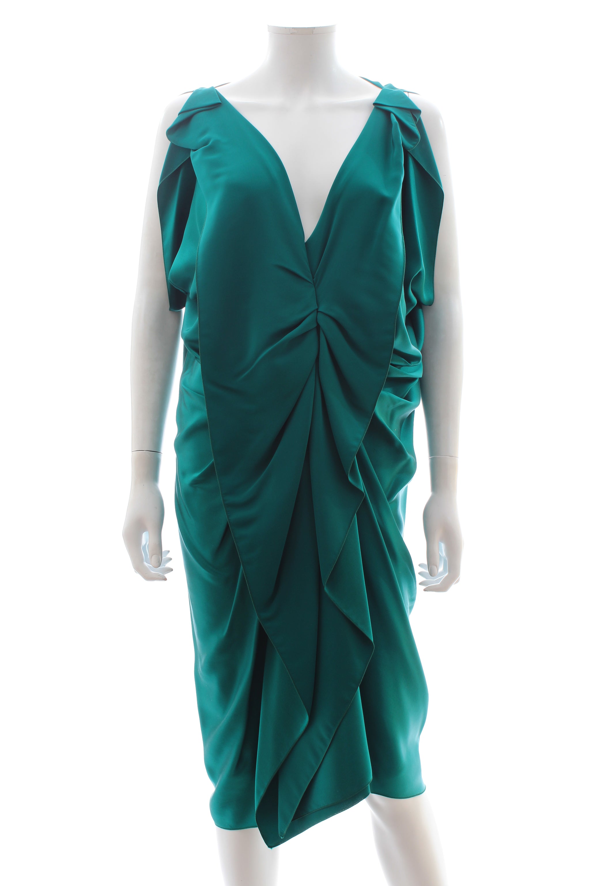 Lanvin Gathered Silk-Satin Draped Dress ...